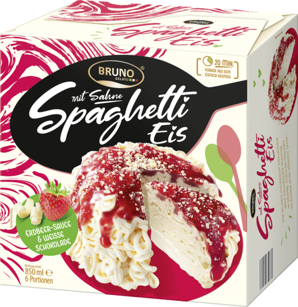Bruno Gelato Eistorte Spaghetti-Eis mit Sahne 850ml