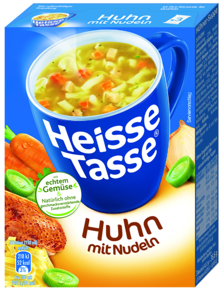 Heisse Tasse Hühnersuppe ergibt 3x150ml