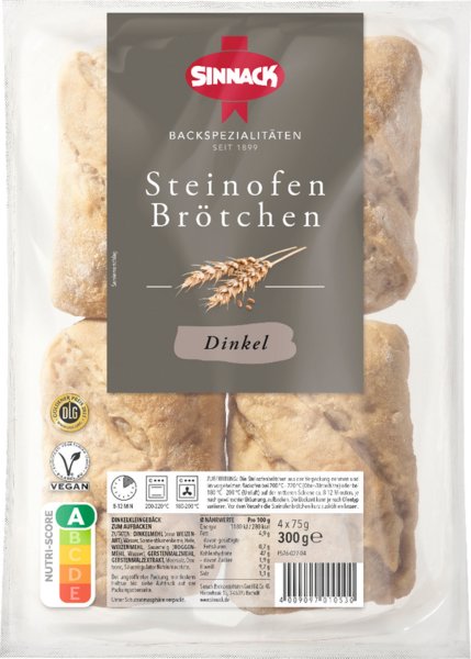 Sinnack 4 Dinkel Steinofenbrötchen 300g