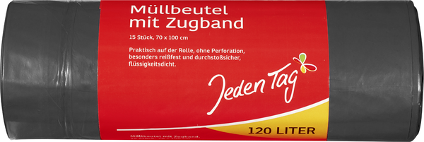 Jeden Tag Müllbeutel 120l mit Zugband 15 Stück Jeden Tag Müllbeutel 120l mit Zugband 15 Stück