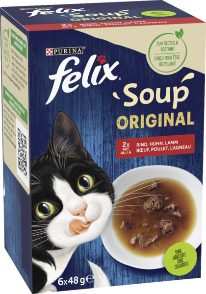 Felix Soup Geschmacksvielfalt vom Land mit Rind, Huhn, Lamm 6x48g Felix Soup Geschmacksvielfalt vom Land mit Rind, Huhn, Lamm 6x48g