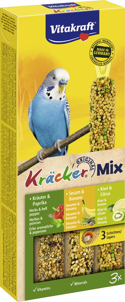 Vitakraft Kräcker Mix Banane, Kräuter, Kiwi 3 Stück