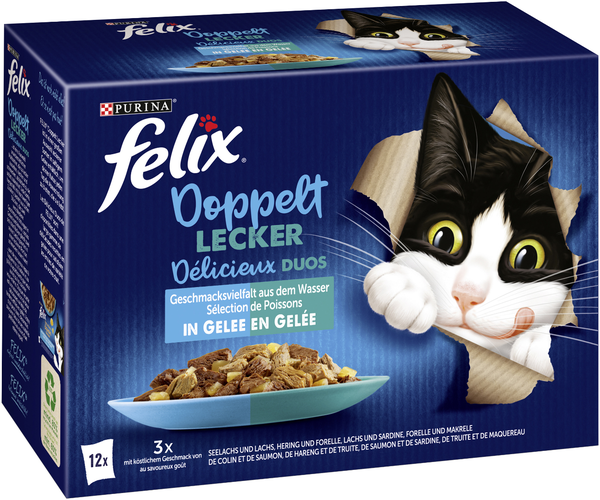 Purina Felix Doppelt Lecker Geschmacksvielfalt aus dem Wasser in Gelee 12x85g