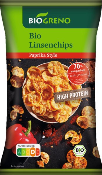 Biogreno Linsenchips Paprika Style 75g Biogreno Linsenchips Paprika Style 75g