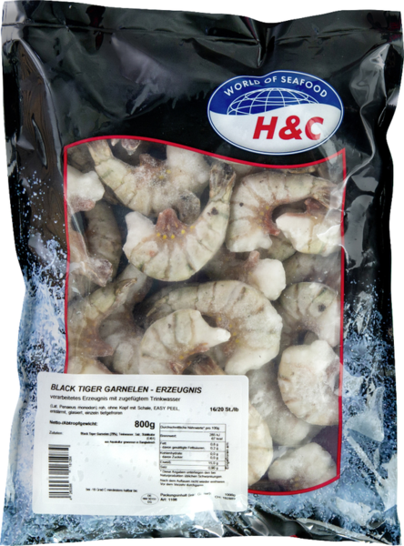 H&C Black Tiger Garnelen 16/20 Stück 800g H&C Black Tiger Garnelen 16/20 Stück 800g