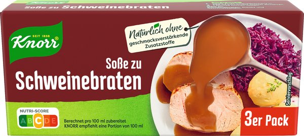 Knorr Soße zu Schweinebraten ergibt 3x250ml