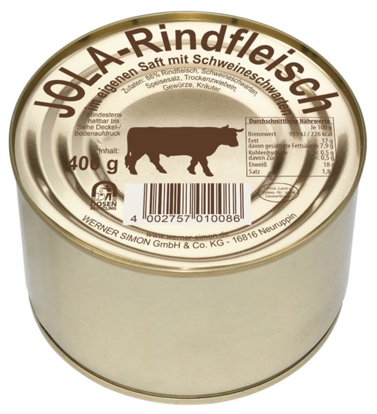JOLA Rindfleisch mit Schwarte im eigenen Saft 400g
