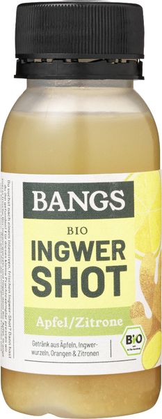 Bangs Bio Ingwer Shot mit Apfel und Zitrone 60ml Bangs Bio Ingwer Shot mit Apfel und Zitrone 60ml