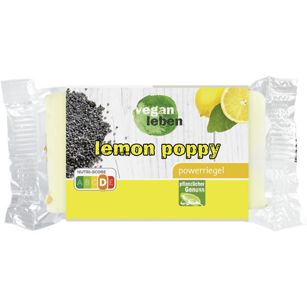 vegan leben Powerriegel Lemon Poppy 95g