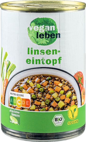 vegan leben Bio pflanzlicher Linseneintopf 400g