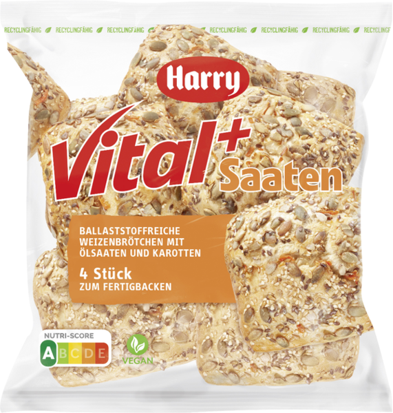 Harry Vital+Saaten Weizenbrötchen 4 Stück 360g