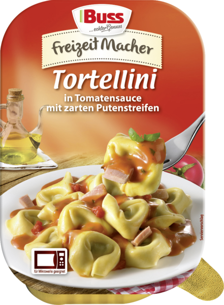 Buss Tortellini in Tomatensauce mit zarten Putenstreifen 300g Buss Tortellini in Tomatensauce mit zarten Putenstreifen 300g