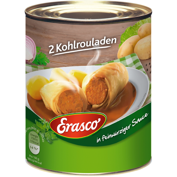 Erasco 2 Kohlrouladen in feinwürziger Sauce 800g Erasco 2 Kohlrouladen in feinwürziger Sauce 800g